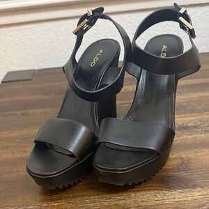 Aldo Sleek Black Platform Heels